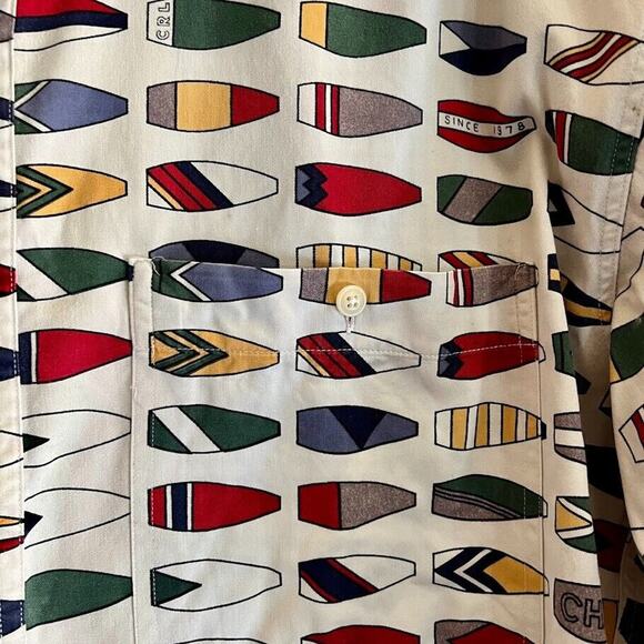 Chaps Ralph Lauren Size M Long Sleeve Button 100% Cotton Shirt Nautical Canoe - Picture 3 of 4